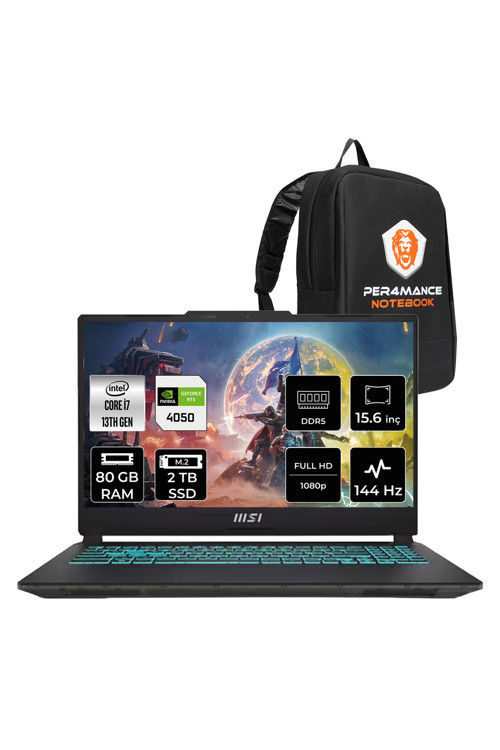 CYBORG 15 A13VE i7 13620H 80GB 2TB SSD RTX4050/6GB 15.6" FHD 144Hz FDOS Gaming Laptop & PER4 Çanta