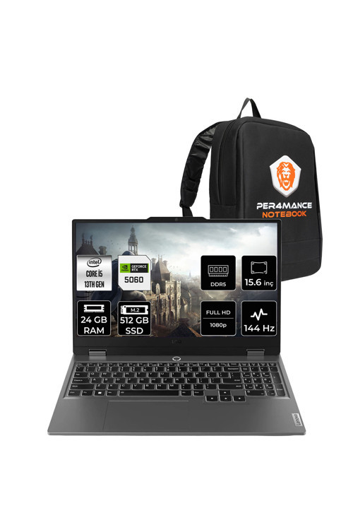 LOQ 15IRX10 i5 13450HX 24GB 512GB SSD RTX5060/8GB 100W 15.6" FHD FDOS Gaming Laptop