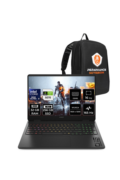 Omen Slim 16 Ultra 9 285H 32GB 256GB SSD RTX5070/8GB 16" WUXGA 165Hz 3 ms IPS FDOS Gaming Laptop