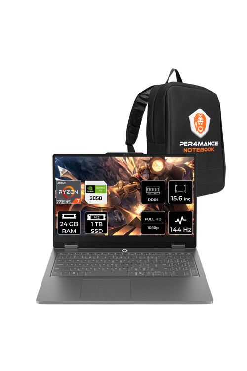 LOQ Essential R7 7735HS 24GB 1TB SSD RTX3050/6GB 65W 15.6" FHD 144Hz FDOS Gaming Laptop