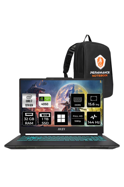 CYBORG 15 A13VE i7 13620H 32GB 1TB SSD RTX4050/6GB 15.6" FHD 144Hz W11P Gaming Laptop & PER4 Çanta