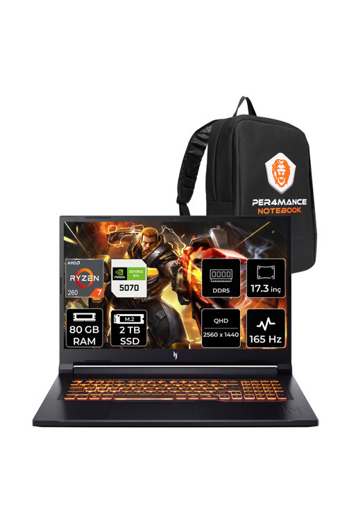 Nitro V17 AI Ryzen 7 260 80GB 2TB SSD RTX5070/8GB 85W 17.3" QHD 165Hz FDOS Gaming Laptop