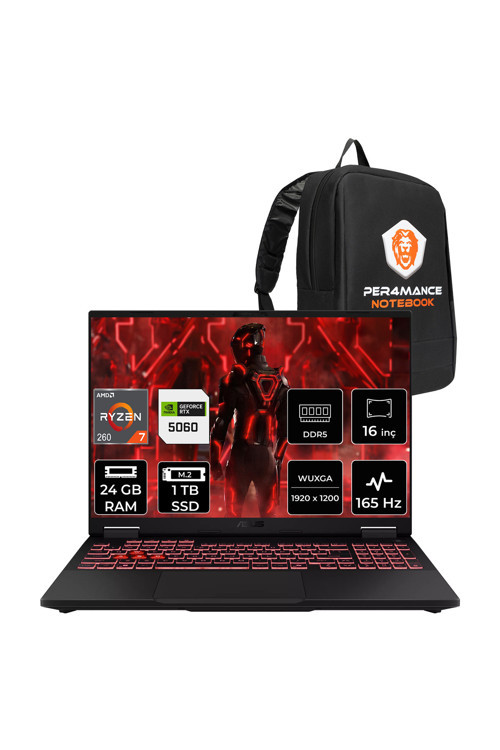 TUF A16 Ryzen 7 260 24GB 1TB SSD RTX5060/8GB 16" WUXGA 165Hz FDOS Gaming Laptop FA608UM