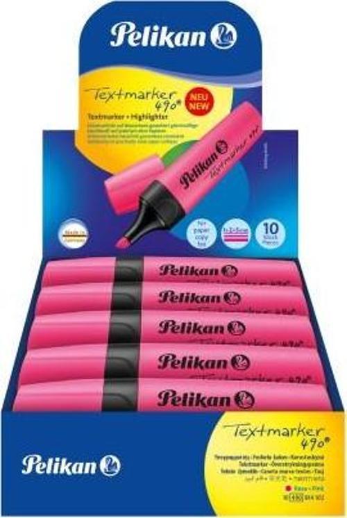490 Fosforlu Kalem 10'lu Kutu - Pembe