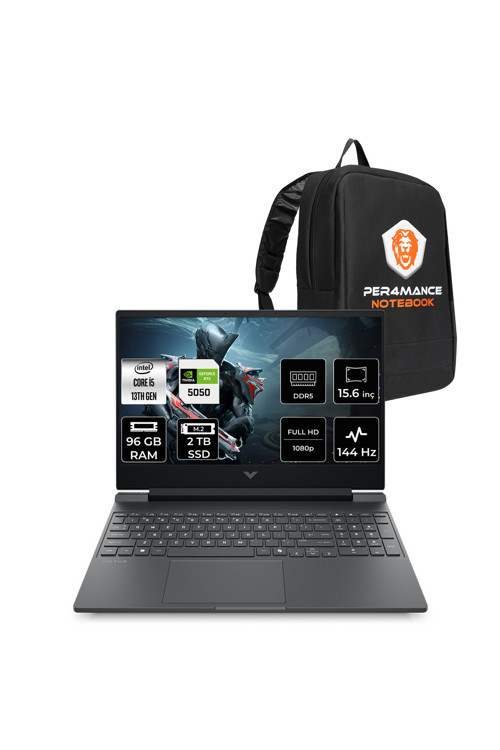 Victus 15 i5-13420H 96GB 1TB SSD RTX5050/8GB 15.6'' FHD 144Hz FDOS Gaming Laptop & Per4 ÇANTA