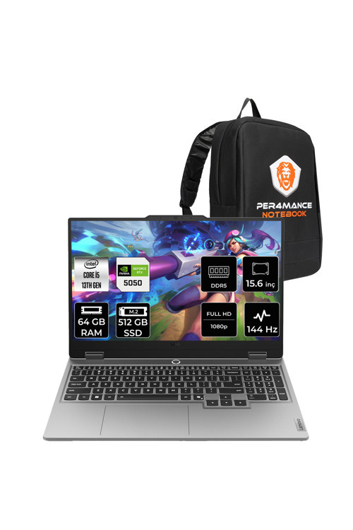 LOQ 15IRX10 i5 13450HX 64GB 512GB SSD RTX5050/8GB 100W 15.6" FHD 144Hz FDOS Gaming Laptop