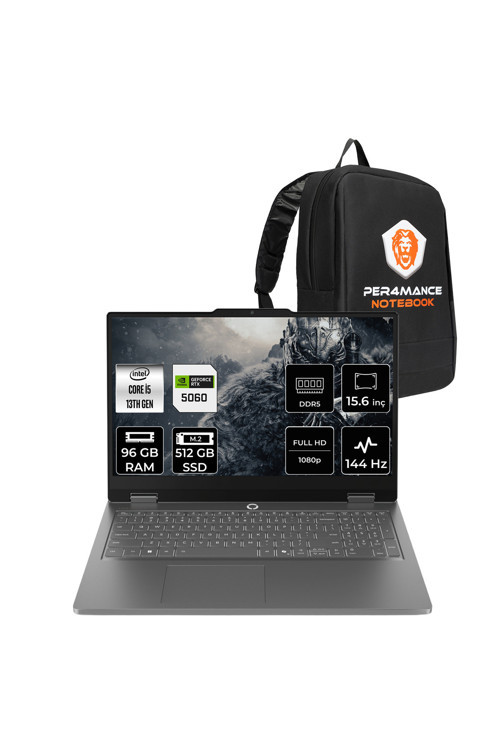 LOQ Essential i5 13450HX 96GB 512GB SSD RTX5060/8GB 65W 15.6" FHD FDOS Gaming Laptop