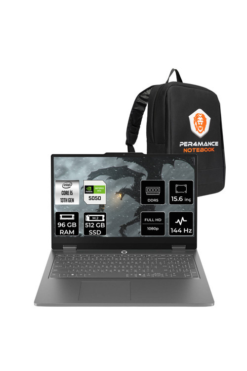 LOQ Essential i5 13450HX 96GB 512GB SSD RTX5050/8GB 65W 15.6" FHD FDOS Gaming Laptop