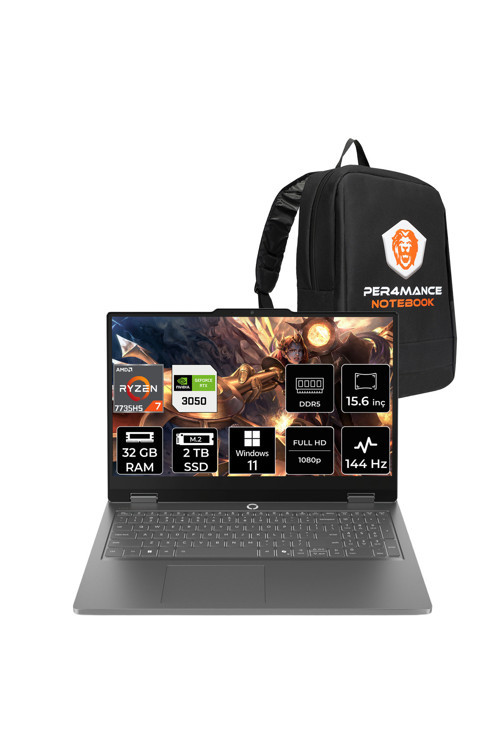 LOQ Essential R7 7735HS 32GB 2TB SSD RTX3050/6GB 65W 15.6" FHD 144Hz W11H Gaming Laptop