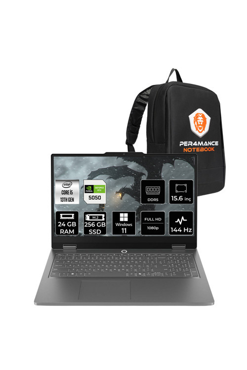 LOQ Essential i5 13450HX 24GB 256GB SSD RTX5050/8GB 65W 15.6" FHD W11P Gaming Laptop