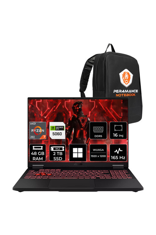 TUF A16 Ryzen 7 260 48GB 2TB SSD RTX5060/8GB 16" WUXGA 165Hz W11H Gaming Laptop FA608UM
