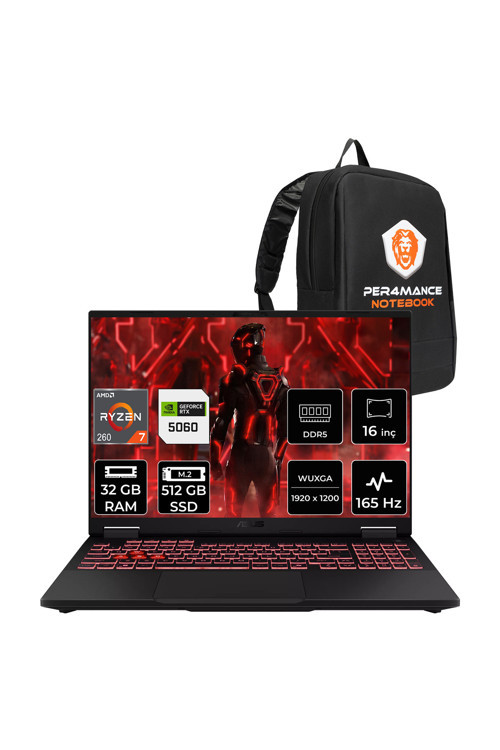 TUF A16 Ryzen 7 260 32GB 512GB SSD RTX5060/8GB 16" WUXGA 165Hz FDOS Gaming Laptop FA608UM