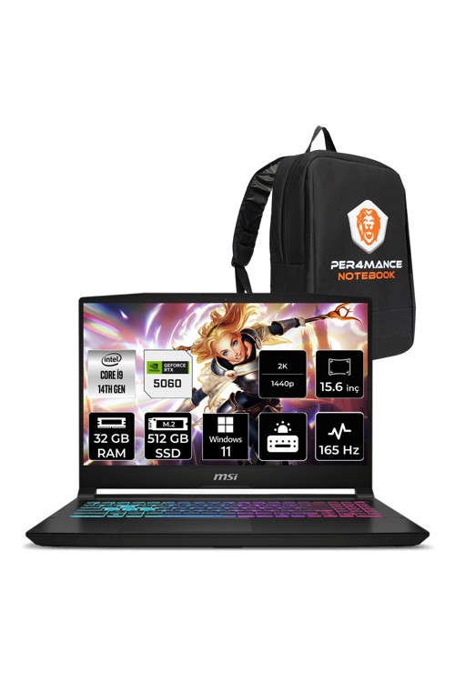 Katana 15 HX i9-14900HX 32GB 512GB SSD RTX5060/8GB 15.6" 2K QHD 165Hz W11H Gaming Laptop B14WFK
