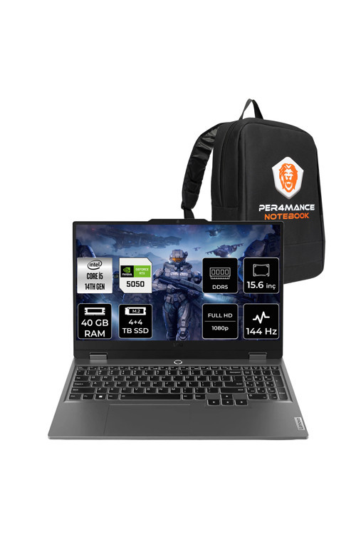 LOQ 15IRX10 i5 14500HX 40GB 4+4TB SSD RTX5050/8GB 100W 15.6" FHD 144Hz FDOS Gaming Laptop