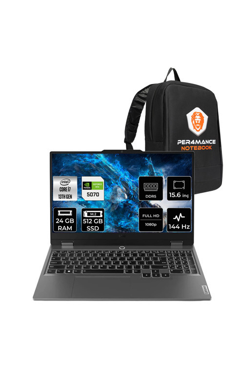 LOQ 15IRX10 i7 13650HX 24GB 512GB SSD RTX5070/8GB 115W 15.6" FHD 144Hz FDOS Gaming Laptop