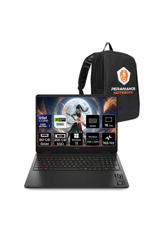 Omen Slim 16 Ultra 7 255H 80GB 256GB SSD RTX5060/8GB 16" WUXGA 165Hz 3 ms IPS W11H Gaming Laptop