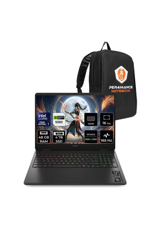 Omen Slim 16 Ultra 7 255H 48GB 4TB SSD RTX5060/8GB 16" WUXGA 165Hz 3 ms IPS FDOS Gaming Laptop