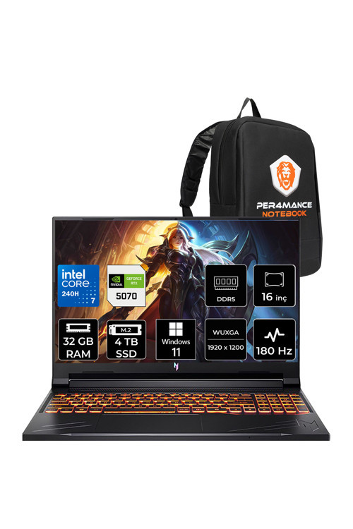 Nitro V16 Intel Core 7 240H 32GB 4TB SSD RTX5070/8GB 95W 16" WUXGA 180Hz W11H Gaming Laptop