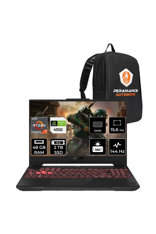 TUF Gaming A15 R7 7435HS 48GB 2TB SSD RTX4050/6GB 140W 15.6" FHD 144Hz FDOS Laptop FA507NUR