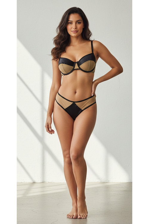 Bej Bralet Sütyen Tanga İç Çamaşırı Takımı
