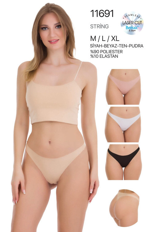 Kadın Lazer Kesim İz Yapmayan Tanga String 6'Lı Paket