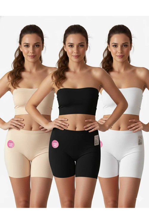Kadın 3'Lü Lazer Kesim İz Yapmaz Boxer - Beli Lastikli Kayma Ve Toparlanma Yapmaz