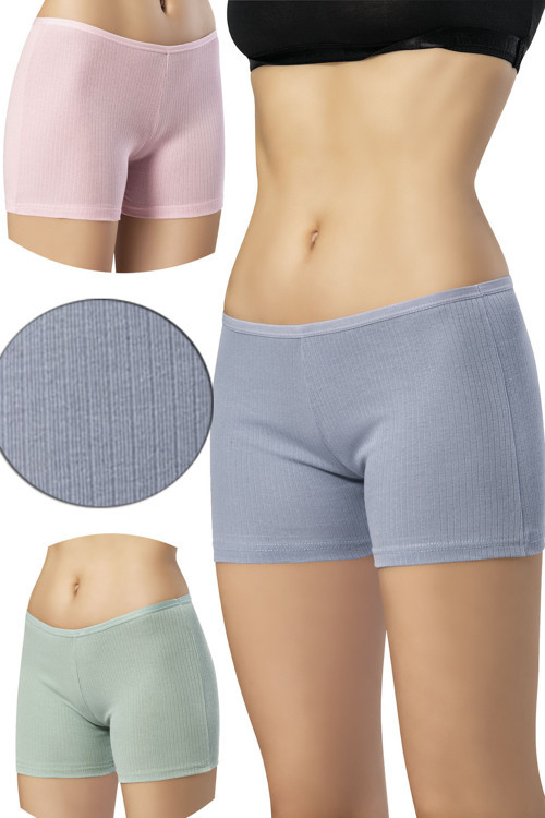 Kadın Fitilli Pamuklu Boxer Şort 3'Lü Paket