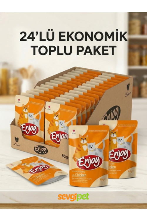 Enjy Pouch Tavuklu Yetişkin Kedi Maması 85 Gr X 24 Adet