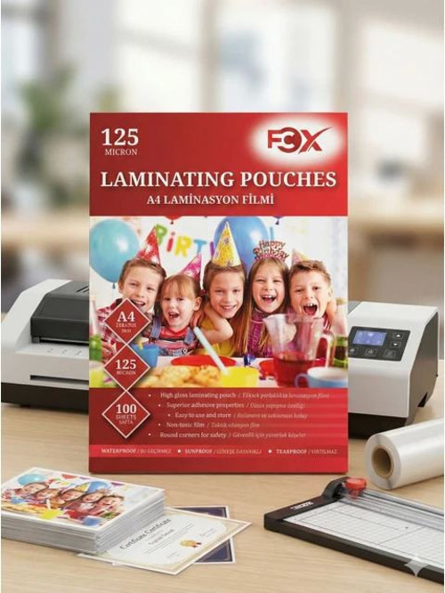 FCX Laminasyon Filmi Parlak A4 125Mic 100'lü