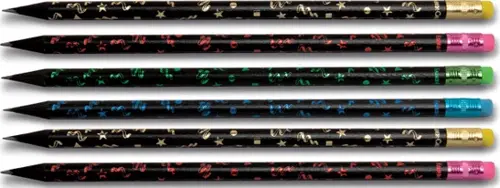 Faber-Castell Party Silgili Yuvarlak Siyah Gövdeli Ahşap HB Kurşun Kalem - 6 Adet