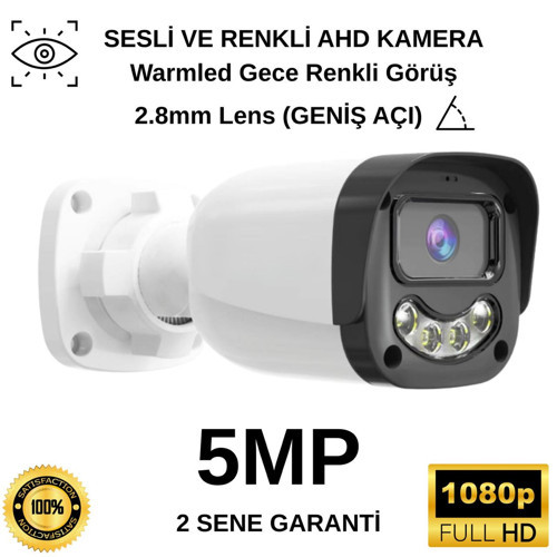 HM-1068 Renkli ve Sesli AHD 5MP 2.8mm Lens Bullet Kamera
