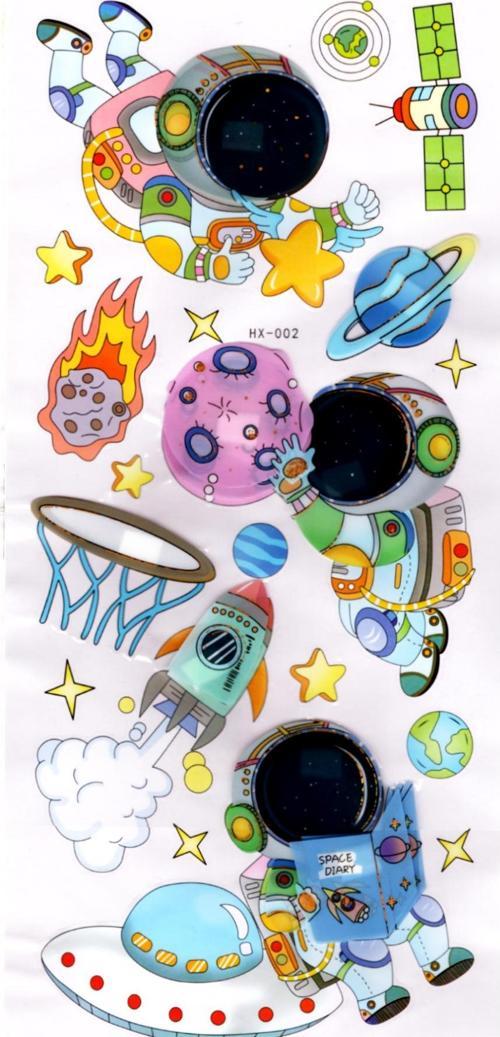 Duvar Sticker Kabartmalı 3 Boyutlu Sticker, 3d Duvar Stiker (HX002) 55x25 cm - Astronot Roket