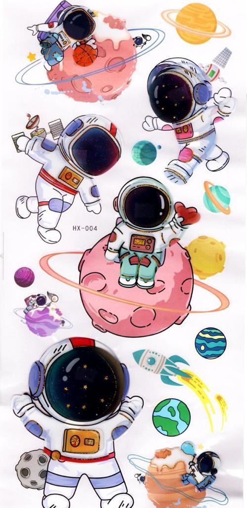 Duvar Sticker Kabartmalı 3 Boyutlu Sticker, 3d Duvar Stiker (HX004) 55x25 cm - Astronot Ay