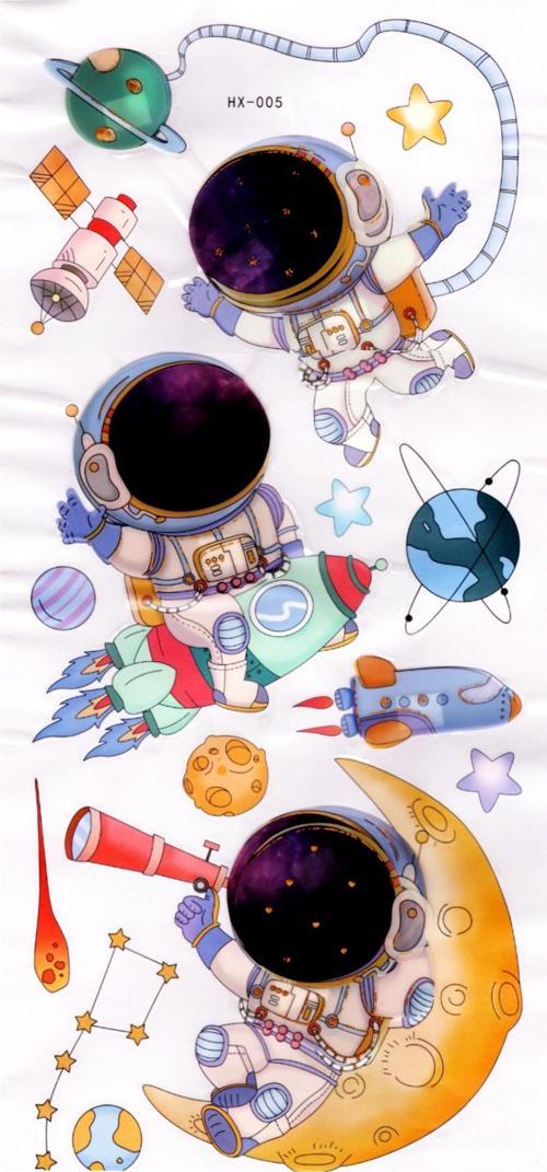 Duvar Sticker Kabartmalı 3 Boyutlu Sticker, 3d Duvar Stiker (HX005) 55x25 cm - Astronot Galaksi