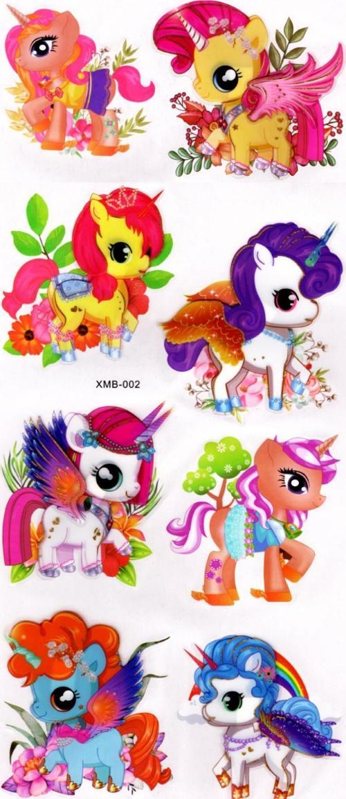 Duvar Sticker Kabartmalı 3 Boyutlu Sticker, 3d Duvar Stiker (XMB002) 55x25 cm - Unicorn Renkli