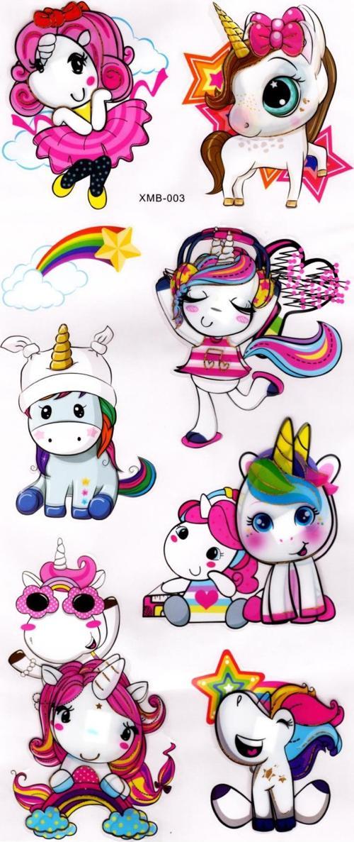 Duvar Sticker Kabartmalı 3 Boyutlu Sticker, 3d Duvar Stiker (XMB003) 55x25 cm - Unicorn Cute