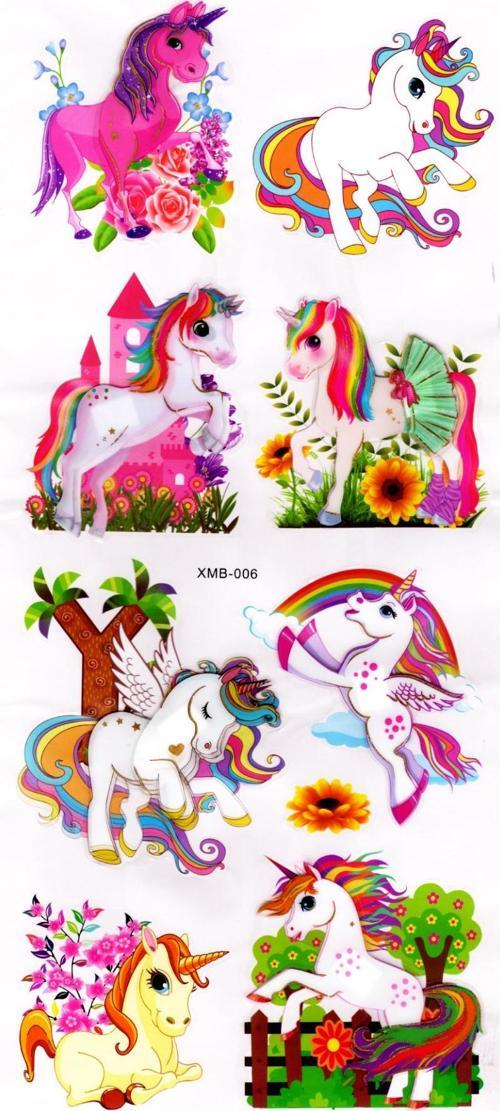 Duvar Sticker Kabartmalı 3 Boyutlu Sticker, 3d Duvar Stiker (XMB006) 55x25 cm - Unicorn Rainbow