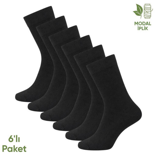Modal İplik Erkek Soket Çorap - 6 Çift - Dikişsiz - Atlas - 18002 - Set 6