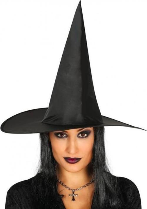 Yetişkin Boy Siyah Cadı Şapkası ve Uzun Siyah Cadı Peruğu