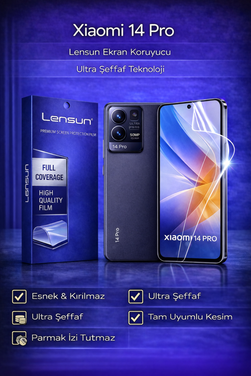Xiaomi 14 Pro Lensun Ultra Şeffaf Ekran Koruyucu Film