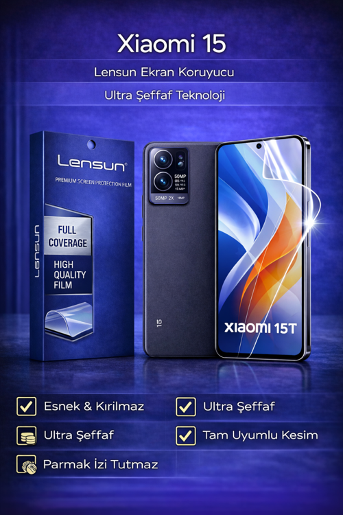 Lensun Xiaomi 15T Ultra Şeffaf Esnek Ekran Koruyucu Film