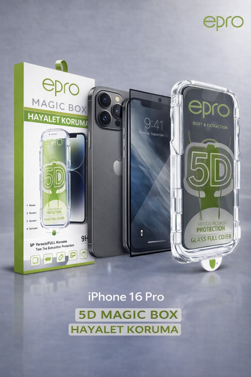 Epro iPhone 16 Pro 5D Magic Box Hayalet Korumalı Ekran Koruyucu