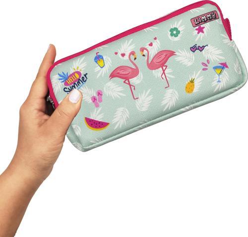 Kalem Kutusu Yaz desenli Flamingo Kalemkutu Vegan Deri İki Bölmeli Kalemlik