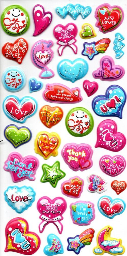Sticker Kabartmalı Stiker Defter, Planlayıcı Etiket (limlra-017) - 17X9 cm - Kalp Love