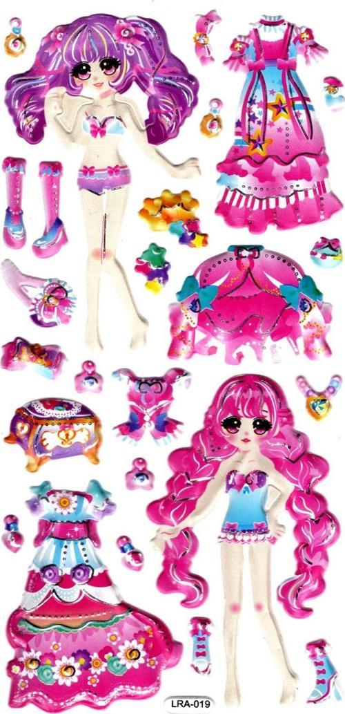 Sticker Kabartmalı Stiker Defter, Planlayıcı Etiket (limlra-019) - 17X9 cm - Kız Giydirme Pembe