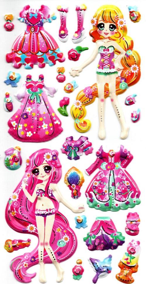 Sticker Kabartmalı Stiker Defter, Planlayıcı Etiket (limlra-021) - 17X9 cm Giydirme Kız Pembe