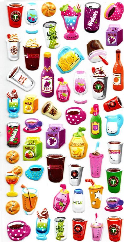 Sticker Kabartmalı Stiker Defter, Planlayıcı Etiket (limlra-022) - 17X9 cm - İçecekler