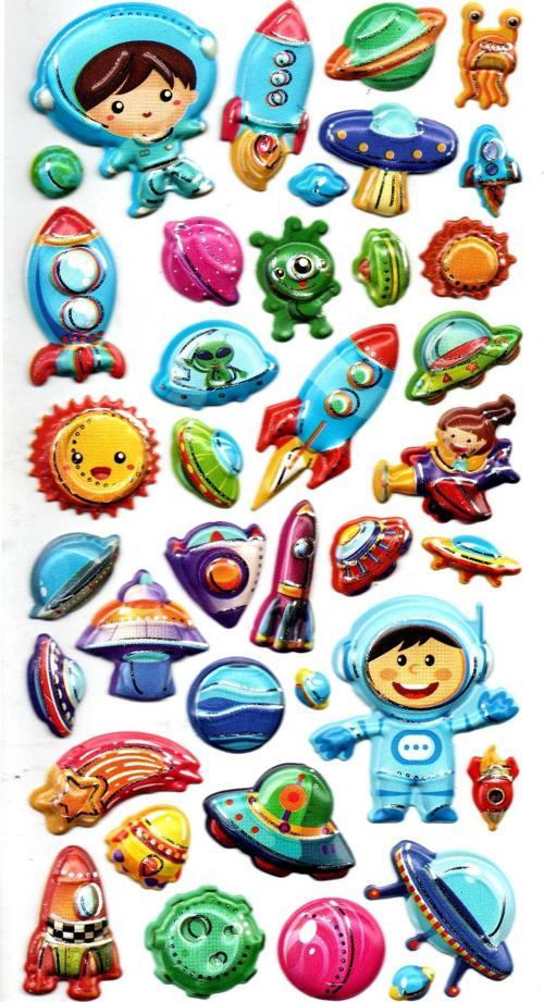 Sticker Kabartmalı Stiker Defter, Planlayıcı Etiket (limlra-025) - 17X9 cm - Uzay, Astronot