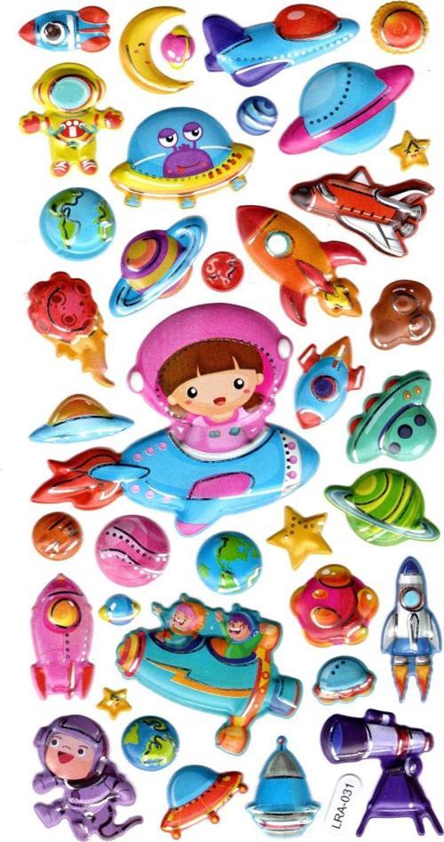 Sticker Kabartmalı Stiker Defter, Planlayıcı Etiket (limlra-031) - 17X9 cm - Astranot Kız Uzay