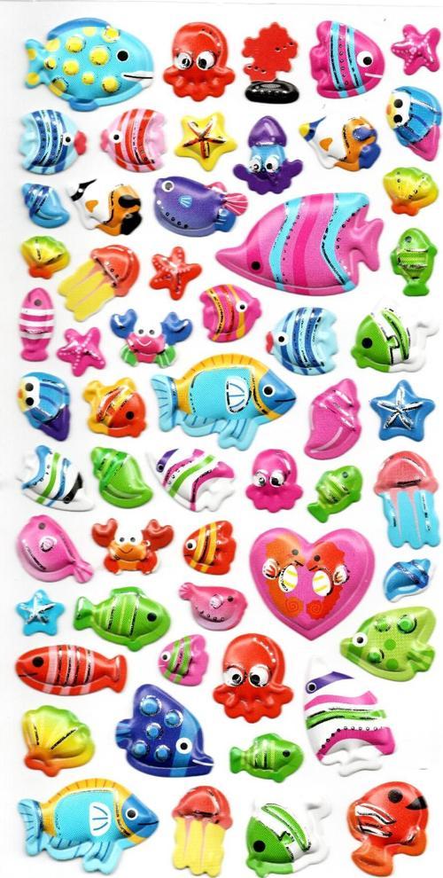 Sticker Kabartmalı Stiker Defter, Planlayıcı Etiket (limlra-034) - 17X9 cm - Balıklar